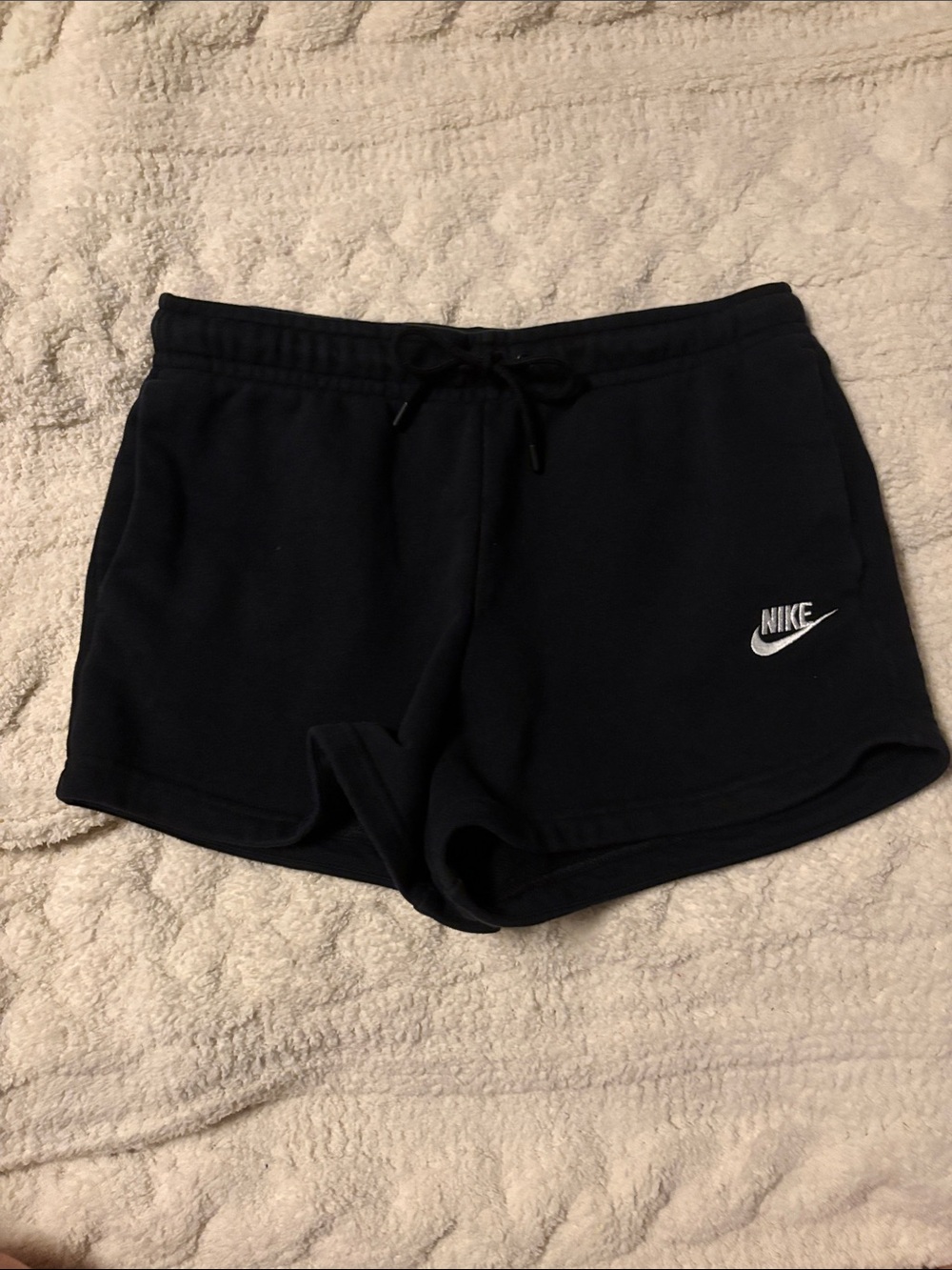 Nike Women's Black Athletic Shorts with White Logo